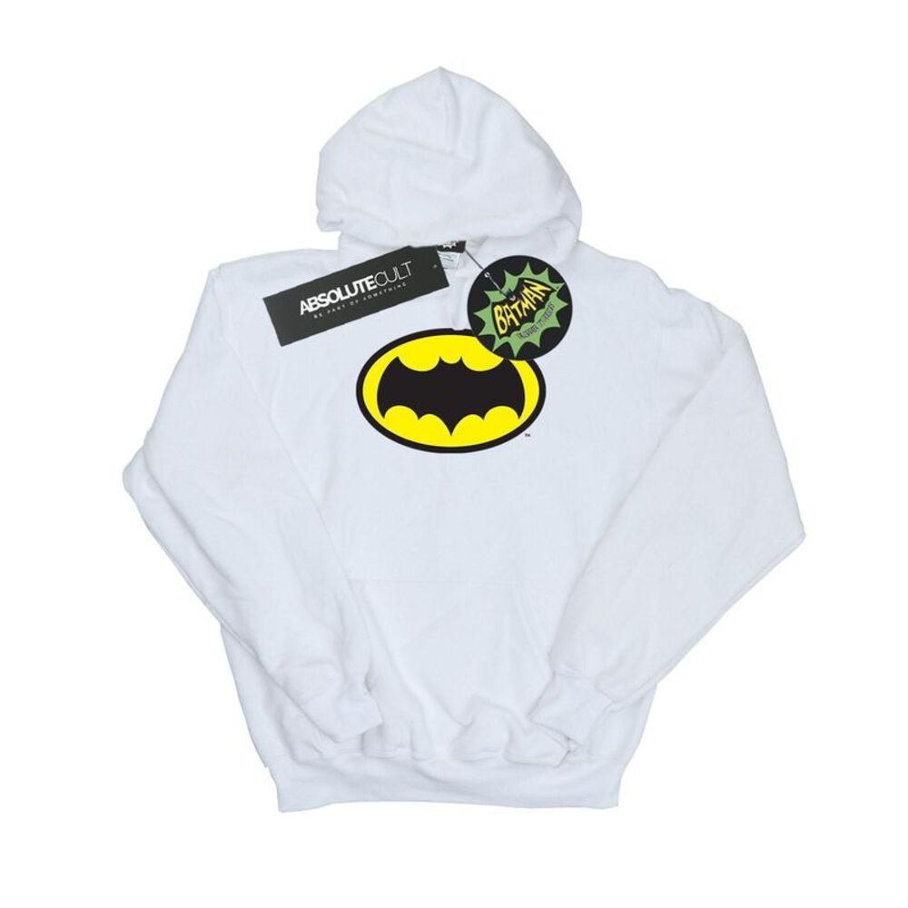 DC Comics Mens Batman TV Series Logo Hoodie / White